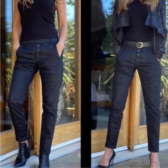 Bevy Flog Black Snakeprint Button Fly Pants - Picture 1 of 9